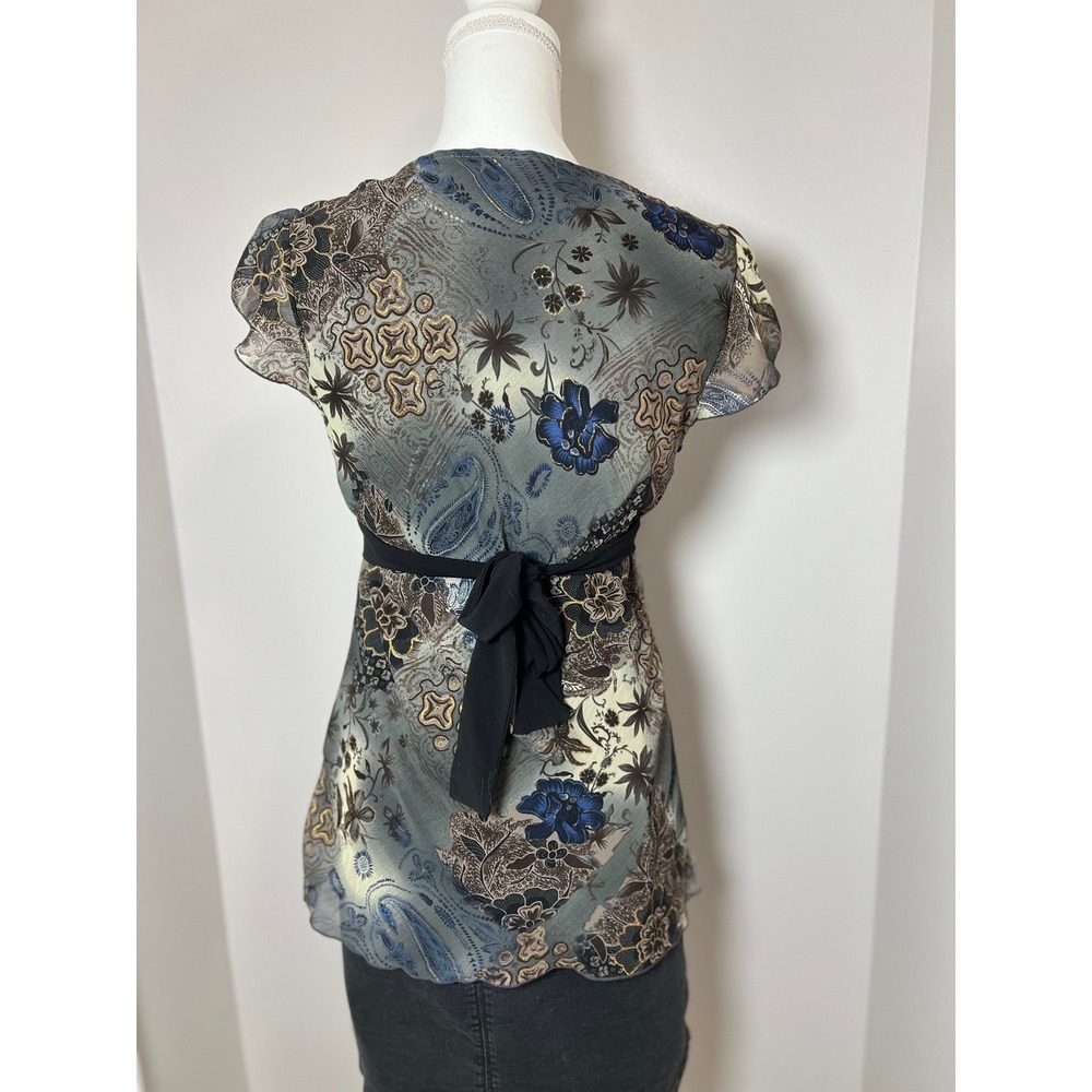 90s/Y2K Fairycore Whismy Boho Floral Blouse Flowy Ruffle Romantic Festival Top - Picture 8 of 12